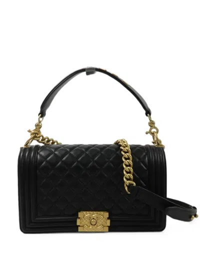 Pre-owned Chanel 25 Boy Cc Turn-lock Tote Bag In Black