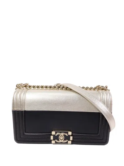 Pre-owned Chanel 25 Boy Chain Crossbody Bag In Gold