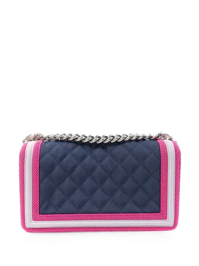 Pre-owned Chanel 25 Boy Chain Shoulder Bag In Blue