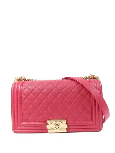 Pre-owned Chanel 25 Boy Chain-strap Shoulder Bag In Pink