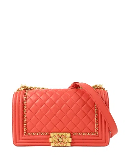 Pre-owned Chanel 25 Boy  Shoulder Bag In Red