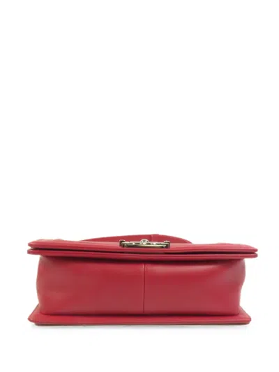 Pre-owned Chanel 25 Boy Chevron Shoulder Bag In Red