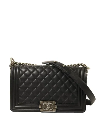 Pre-owned Chanel 25 Boy Quilted Crossbody Bag In Black