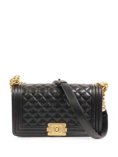 Pre-owned Chanel 25 Boy Shoulder Bag In Black
