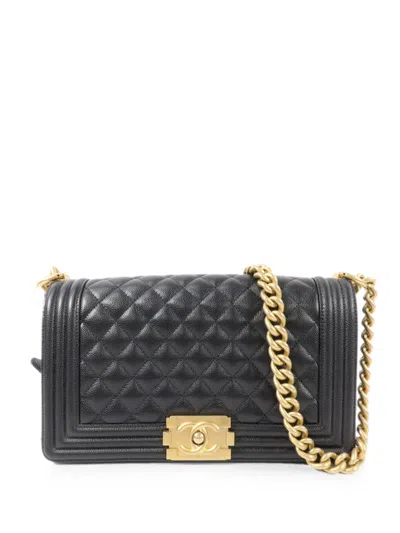 Pre-owned Chanel 25 Boy Shoulder Bag In Black