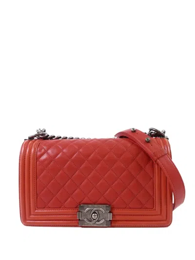 Pre-owned Chanel 25 Boy Shoulder Bag In Red