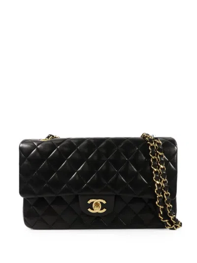 Pre-owned Chanel 25 Cc-logo Shoulder Bag In Black