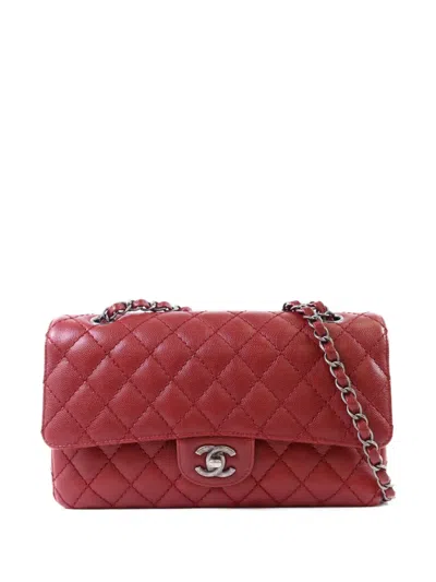 Pre-owned Chanel 25 Classic Double Flap Cc Turn-lock Shoulder Bag In Red