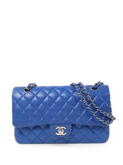 Pre-owned Chanel 25 Classic Flap Cc Turn-lock Shoulder Bag In Blue