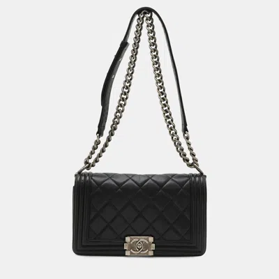 Pre-owned Chanel 25 Wild Stitch Matelasse Coco Mark Chain Shoulder Bag In Black Leather