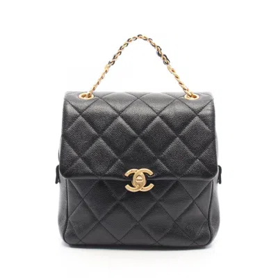 Pre-owned Chanel 2.55 Black Grained Calfskin Backpack Handbag ()
