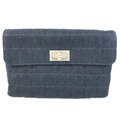 Pre-owned Chanel 2.55 Blue Denim Clutch Bag ()