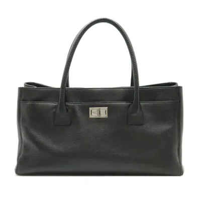 Pre-owned Chanel 2.55 Executive Line Leather Tote Bag In Black
