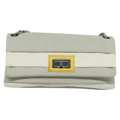 Pre-owned Chanel 2,55 Grey Nylon Shoulder Bag () In Gray