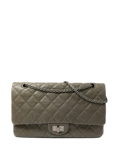 Pre-owned Chanel 2.55 Jumbo Quilted Shoulder Bag In Gray