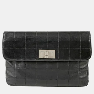 Pre-owned Chanel 2.55 Lambskin Belt Bag Pouch In Black