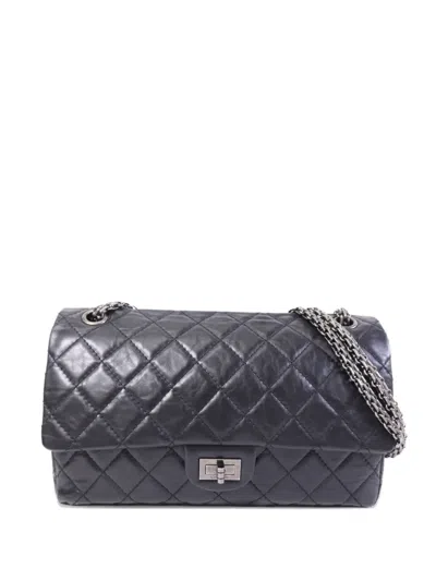 Pre-owned Chanel 2.55 Leather Shoulder Bag In Black