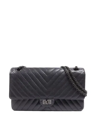 Pre-owned Chanel 2.55 Leather Shoulder Bag In Black