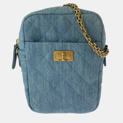 Pre-owned Chanel 2.55 Quilted Blue Denim Shoulder Bag