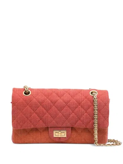 Pre-owned Chanel 2.55 Quilted Canvas Shoulder Bag In Orange