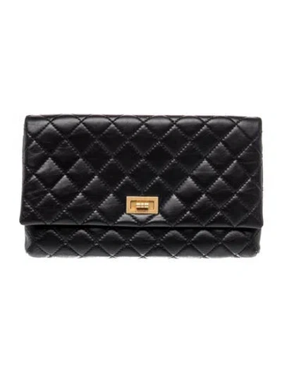 Pre-owned Chanel 2.55 Quilted Reissue Clutch In Black