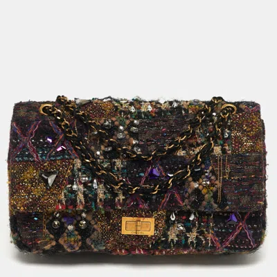 Pre-owned Chanel 2.55 Reissue Paris Byzance 227 Multicolor Lasage Tweed Jeweled Flap Bag