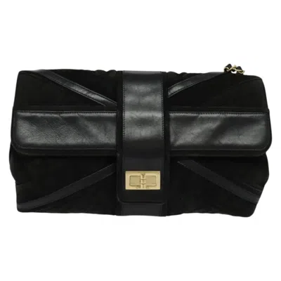 Pre-owned Chanel 2,55 Suede Shoulder Bag () In Black