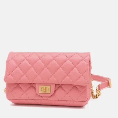 Pre-owned Chanel 2.55 Waist Pouch Body Bag Calfskin Pink