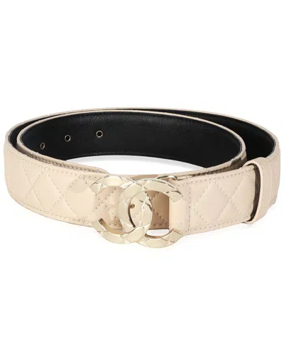 Pre-owned Chanel 25p Quilted Lambskin Cc Buckle Belt 85/34 (authentic Pre-loved)