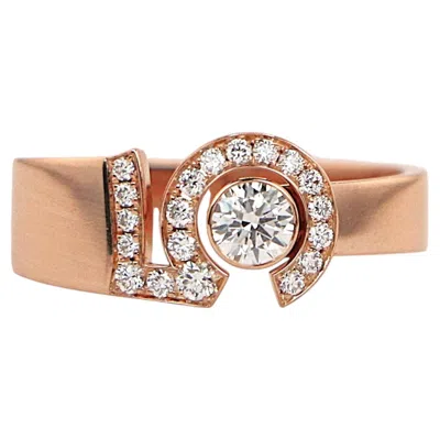 Pre-owned Chanel 26838  N�5 18k Rose Gold Round Diamond Number Five Ring Band #58 8.25 In Red