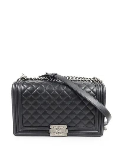 Pre-owned Chanel 28 Boy Cc Chain-strap Shoulder Bag In Black