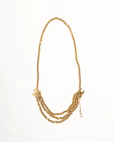Pre-owned Chanel 3- Row Chain Belt In Gold