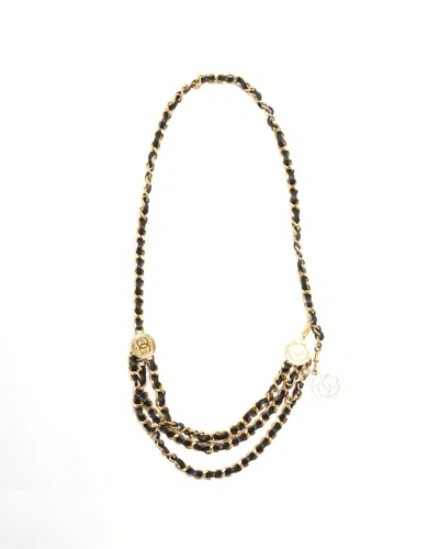 Pre-owned Chanel 3- Row Leather Chain Belt In Multi
