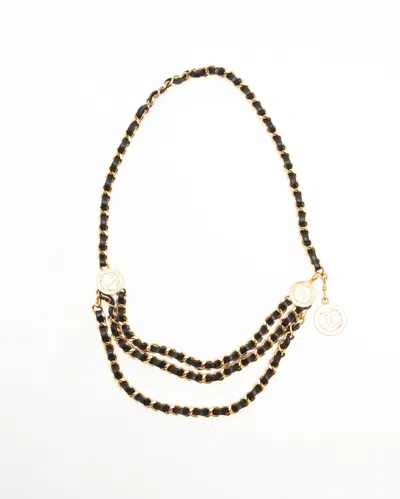 Pre-owned Chanel 3-row Leather Chain Belt In Multi