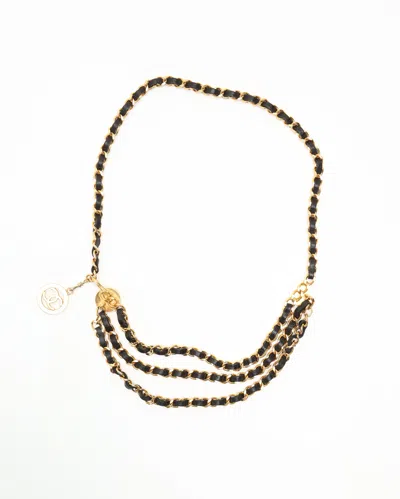 Pre-owned Chanel 3-row Leather Chain Belt In Multi