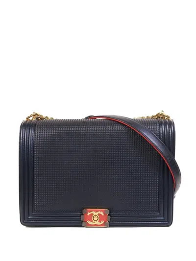 Pre-owned Chanel 30 Boy Cc Chain Shoulder Bag In Blue