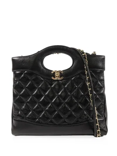 Pre-owned Chanel 31 Mini Cc Quilted Turn-lock Shoulder Bag In Black