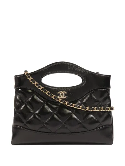 Pre-owned Chanel 31 Nano Quilted Tote Bag In Black