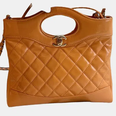Pre-owned Chanel 31 Orange Quilted Leather Handbag