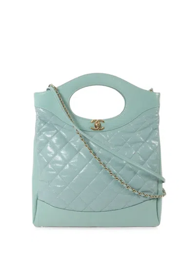 Pre-owned Chanel 31 Quilted Tote Bag In Blue