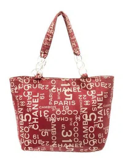 Pre-owned Chanel 31 Rue Cambon Beach Tote In Red