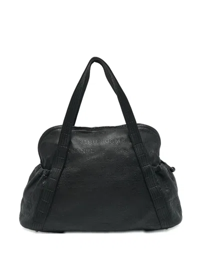 Pre-owned Chanel 31 Rue Cambon Embossed Leather Tote Bag In Black