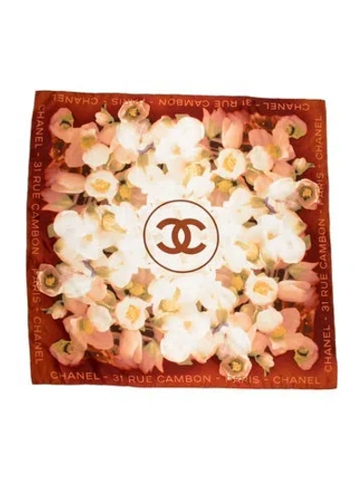 Pre-owned Chanel 31 Rue Cambon Silk Scarf In Brown