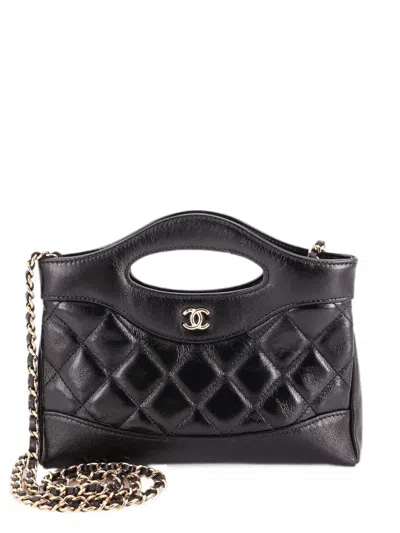 Pre-owned Chanel 31 Shopping Bag Clutch With Chain Quilted Lambskin Small Crossbody Bag In Black