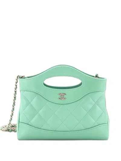 Pre-owned Chanel 31 Shopping Bag Clutch With Chain Quilted Lambskin Small Crossbody Bag In Green