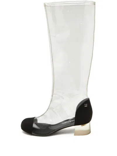 Pre-owned Chanel 38mm Transparent-design Boots