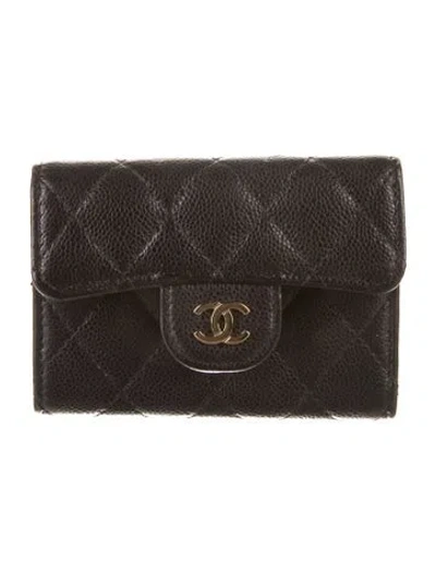 Pre-owned Chanel 4 Key Holder Interlocking Cc Logo Wallet In Black