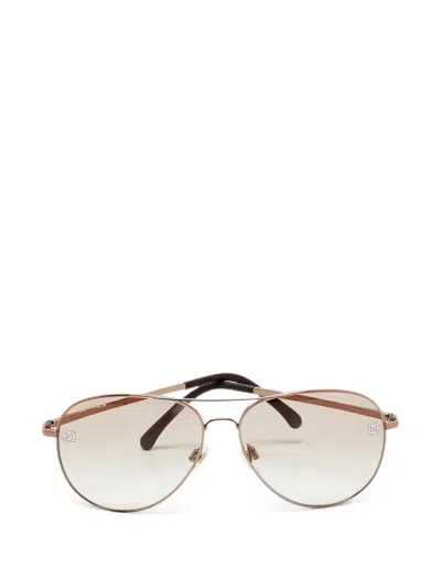 Pre-owned Chanel 4189 T-q Gradient Pilot Sunglasses In Neutral