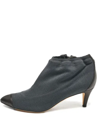 Pre-owned Chanel 50mm Leather Cap-toe Boots