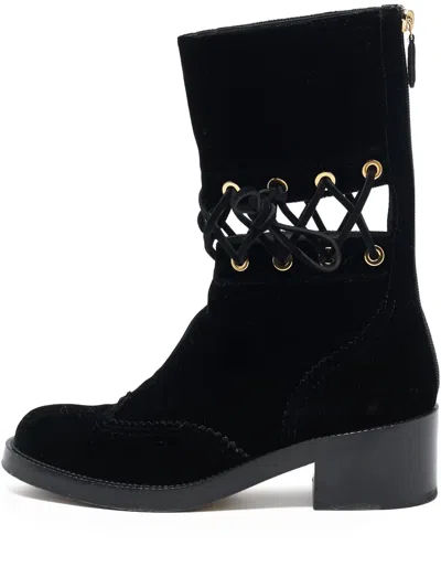 Pre-owned Chanel 50mm Velvet Ankle Boots